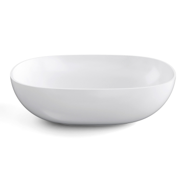 Lavabo ovale da appoggio Acquaio in ceramica 50x38,5 cm bianco lucido