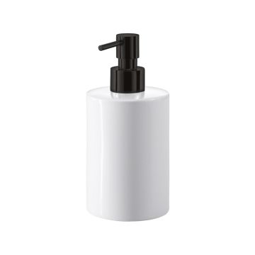 Dispenser sapone Saon in porcellana bianco ed erogatore nero 400 ml