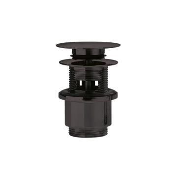 Piletta click clack con troppopieno regolabile 30-50 mm da 1"1/4" in ottone nero opaco