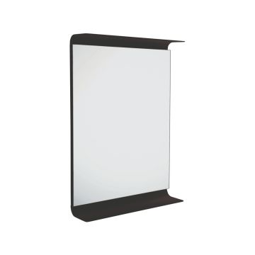 Specchio con luce LED 3000k e mensola Speci, Curvà in alluminio nero