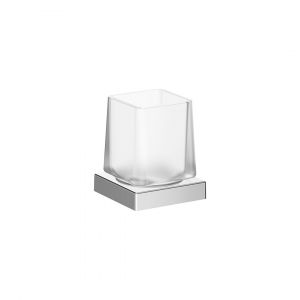 Bicchiere porta spazzolini da appoggio Divo cromo lucido/vetro extrachiaro trasparente