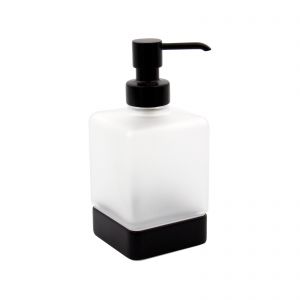 Dispenser sapone da appoggio Lea nero opaco/vetro satinato 250 ml