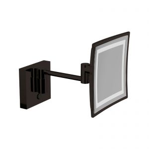 Specchio ingranditore 3x quadrato con luce LED a parete, My Mirror nero
